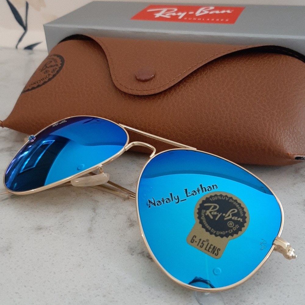 Ray Ban (Store Display) Aviator Blue Mirror Lens RB3025 - Picture 6 of 12